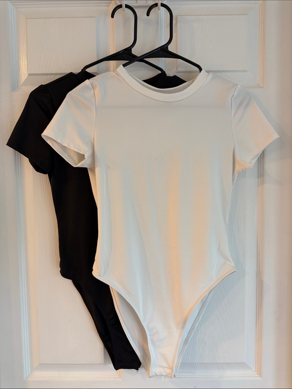 SHEIN Short Sleeve One-Piece Bodysuits in White and Black